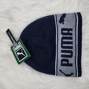 Puma Bryant Reversible Beanie Navy Blue Grey White New With Tags